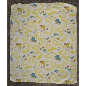 Vintage 80s SESAME STREET‎ Baby Receiving Blanket Yellow White Balloon Cloud